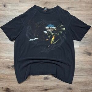 GRAIL faded black dragon graphic harley davidson eagle biker tee